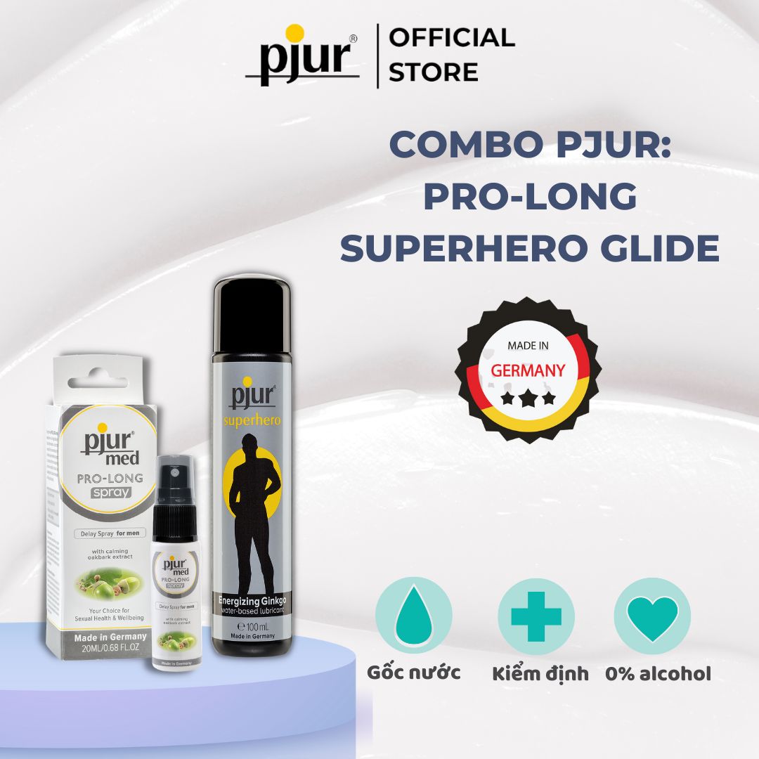 Combo chất bôi trơn Pjur Superhero Glide 100ml &amp; Pjur superhero 20ml chiết xuất thành phần thiên nhiên