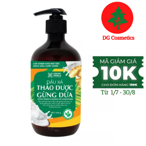 Dầu Xả Thảo Dược Gừng Dừa Cocayhoala Ngăn Rụng Tóc Kích Thích Mọc Tóc - Giảm Gàu - Dưỡng Tóc Mềm Mượt Chắc Khỏe, Chai 440g