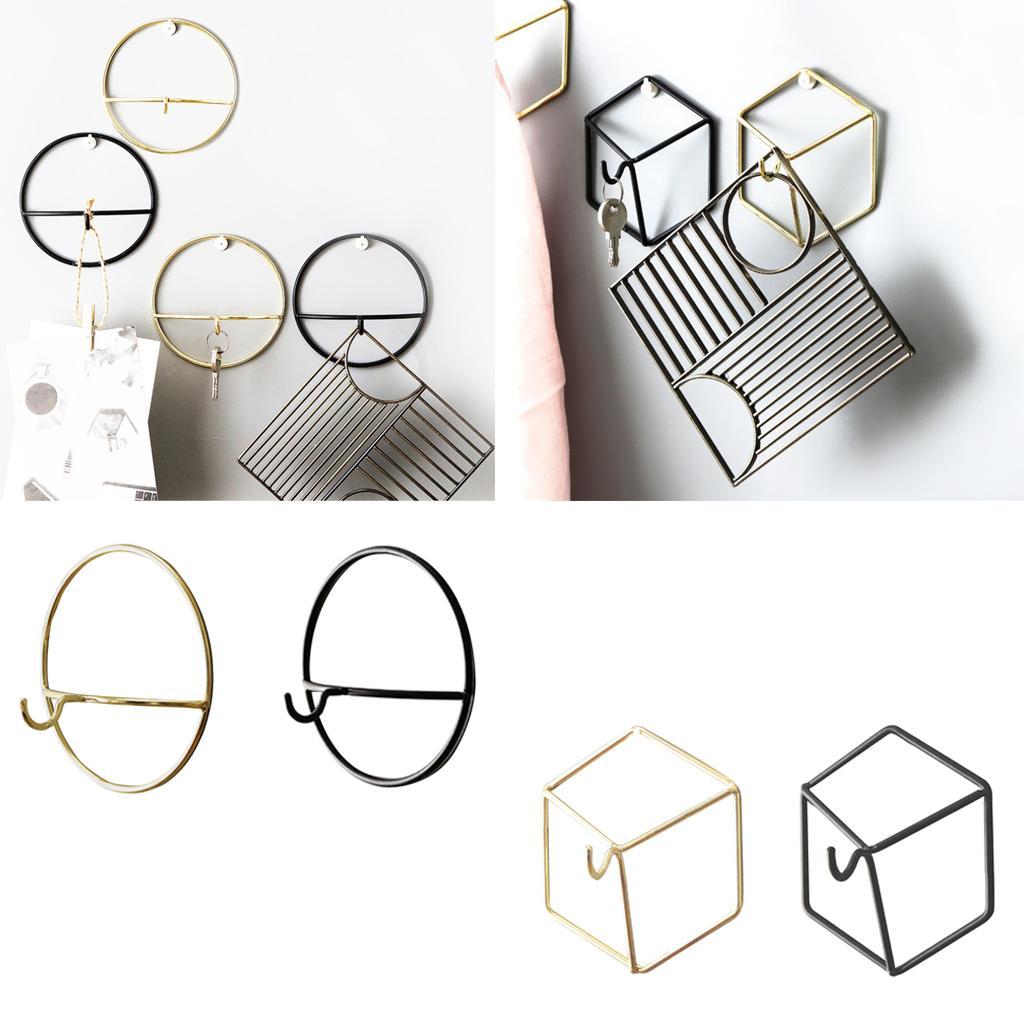 Nordic Style Geometric Design Cast Iron Art Wall Hook Storage Rack