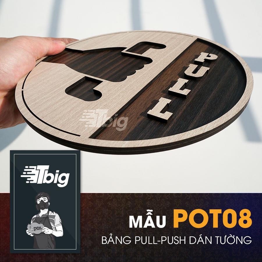 Bảng gỗ Pull Push hướng dẫn đóng mở cửa, cửa kính dạng hình tròn dán bằng keo 2 mặt tiện dụng dễ dàng