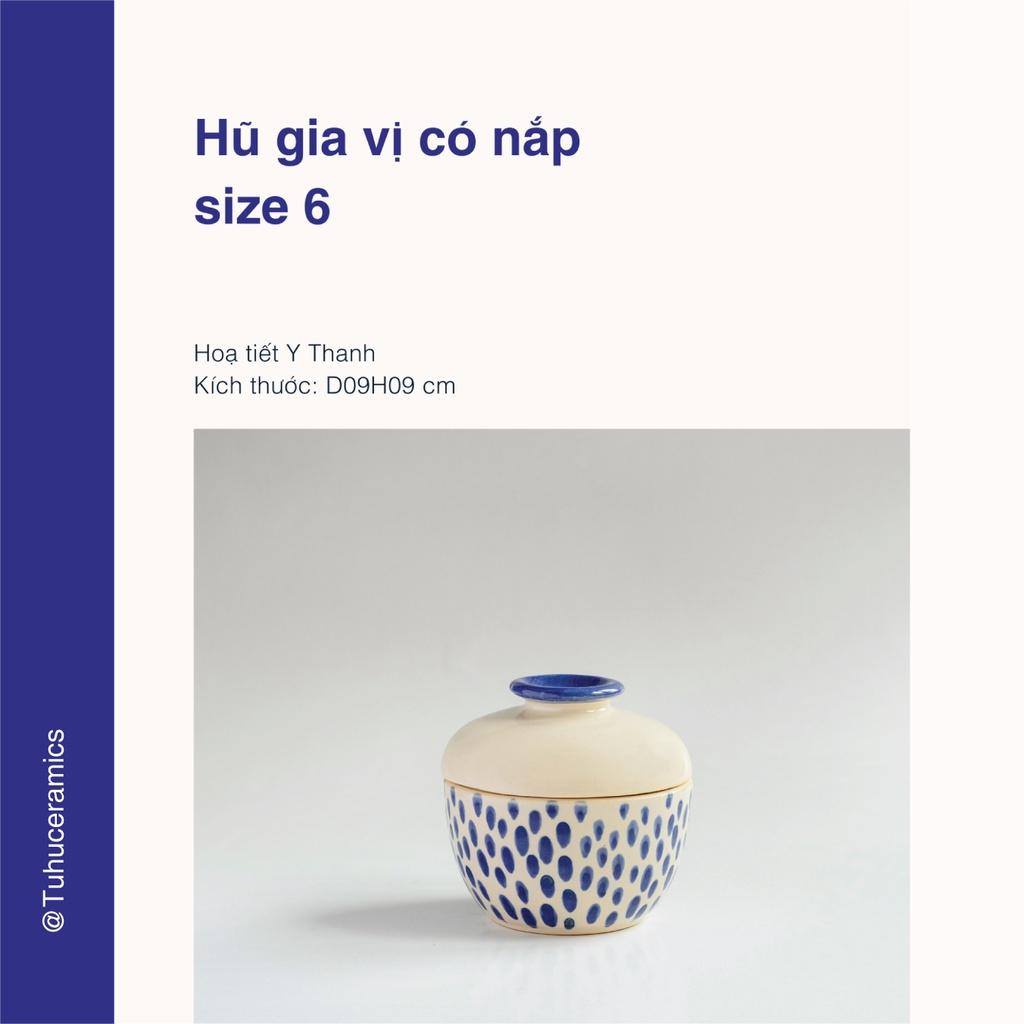 Lọ, hũ gia vị có nắp gốm sứ Tu Hú Ceramics - Hoạ tiết Y Thanh