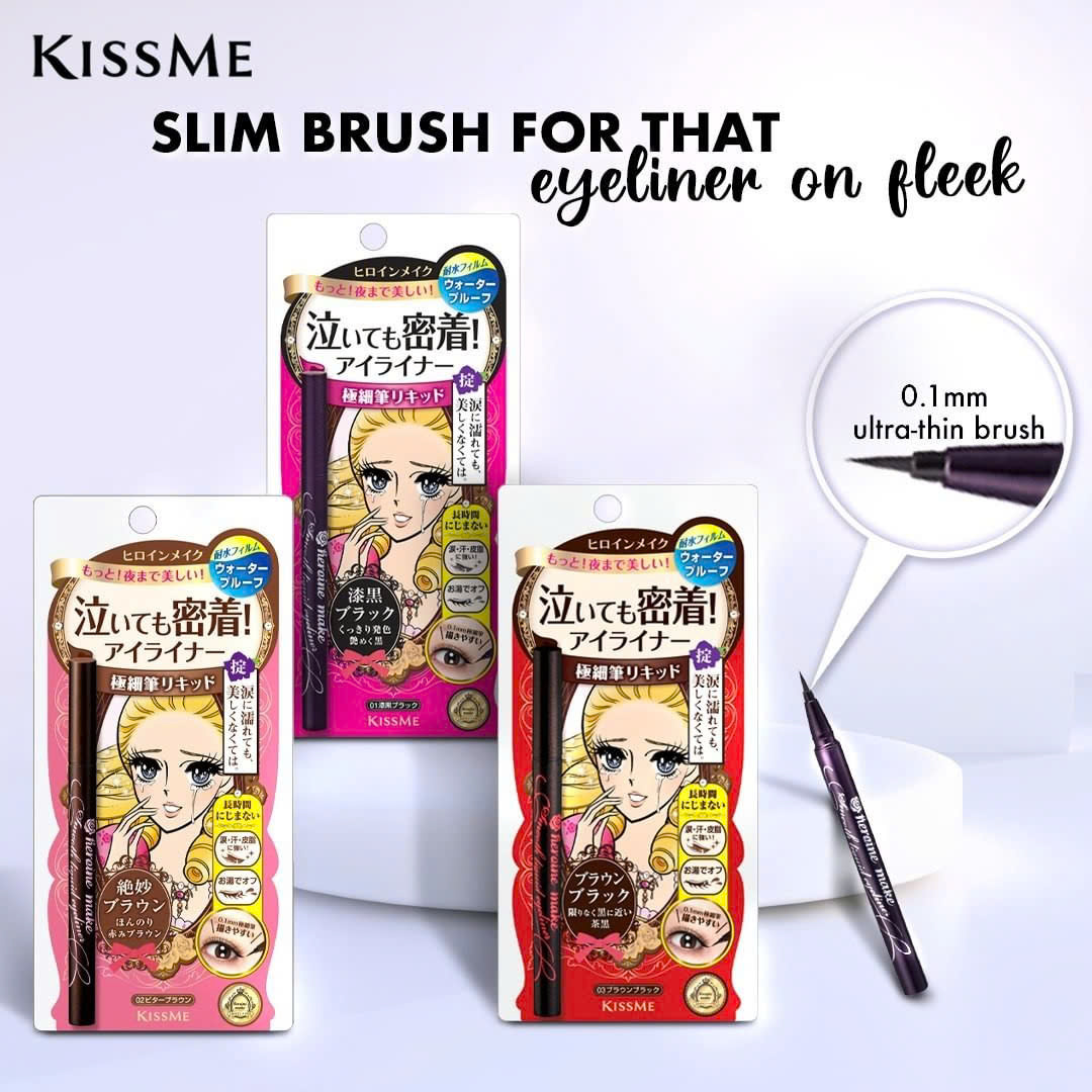 Bút Kẻ Mắt Nước Siêu Chống Trôi Kissme Heroine Make Smooth Liquid Eyeliner Super Keep Nét Siêu Sắc Mãnh (0.1g)