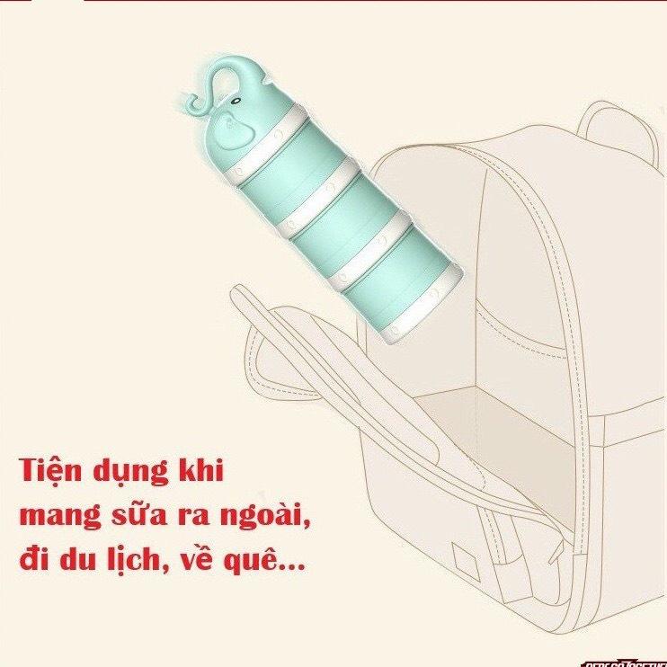 Bình chia sữa 3 ngăn hình con voi cho bé, hộp chia sữa- thức ăn cao cấp tiện dụng