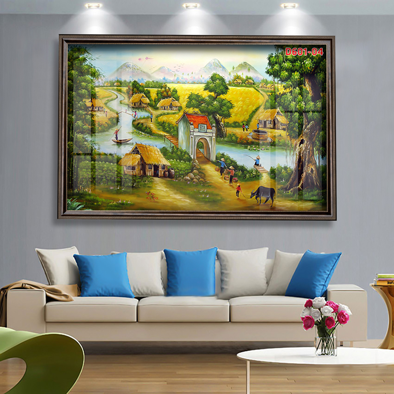 D601 01 Tranh kính Làng quê Việt Nam