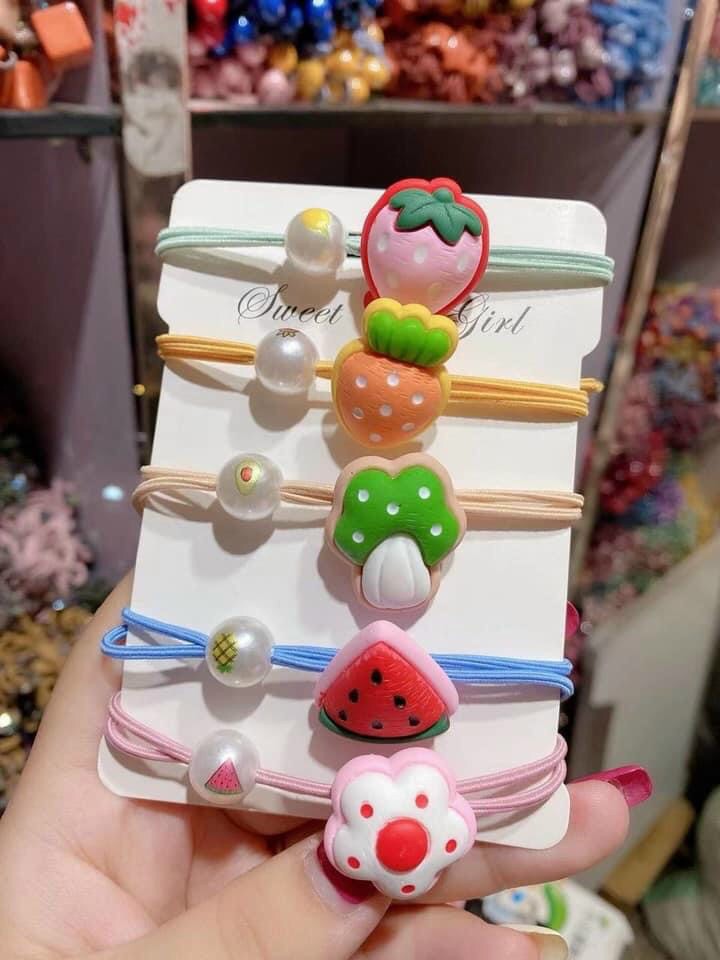 Combo 10 dây buộc tóc đủ màu đủ hình cute