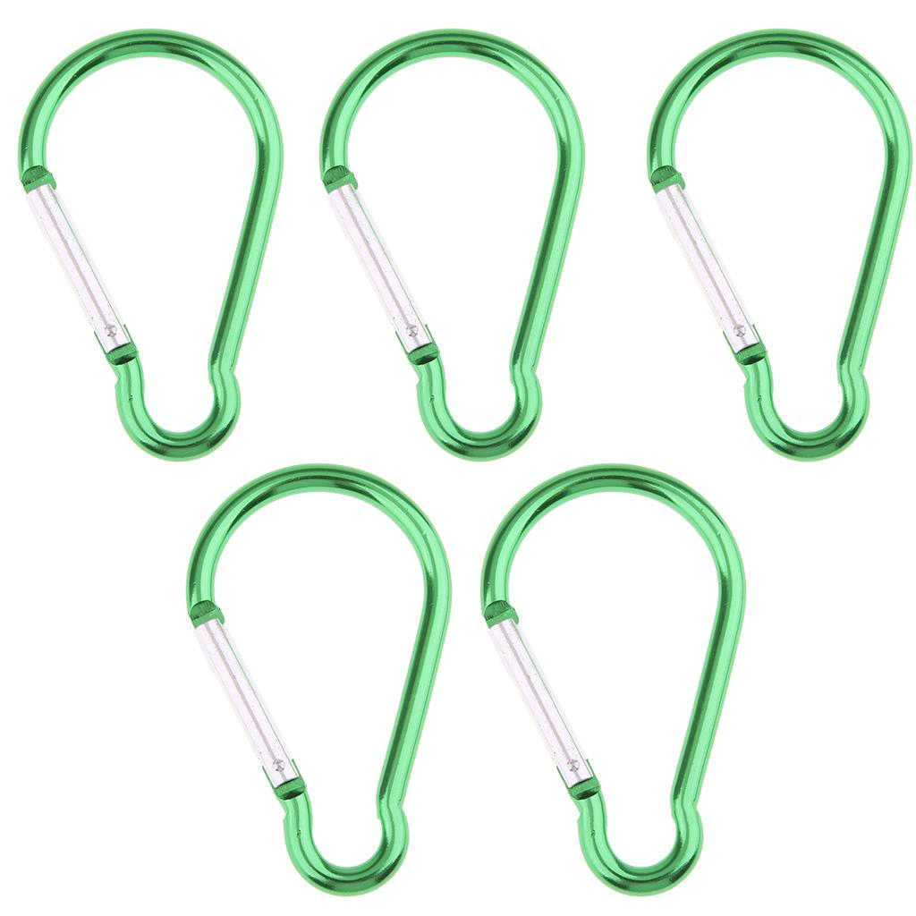 5PCS Aluminum Carabiner D Shape Buckle Keychain Clip Spring Snap Hook