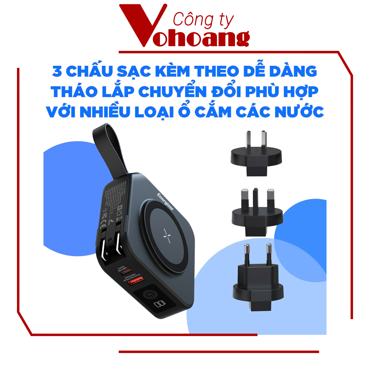 [Mỹ] Sạc dự phòng Energizer QM10001AC Thông minh Sạc nam châm từ tính Dung lượng 10000mAh - Hàng chính hãng
