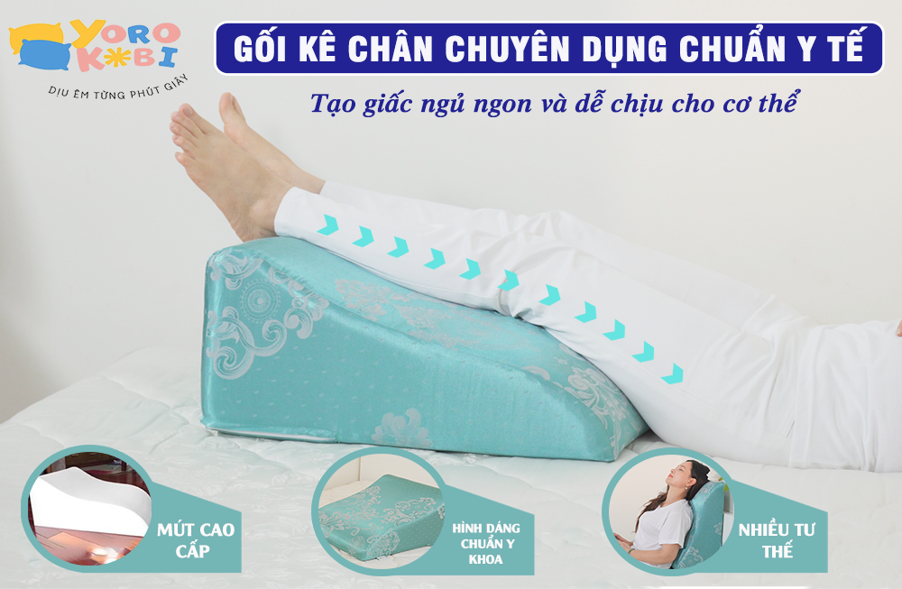 GỐI CHỐNG GIÃN TĨNH MẠCH YOROKOBI - KÍCH THƯỚC 55x48x25CM, HÀNG THƯƠNG HIỆU- MÀU XANH NGỌC LAM