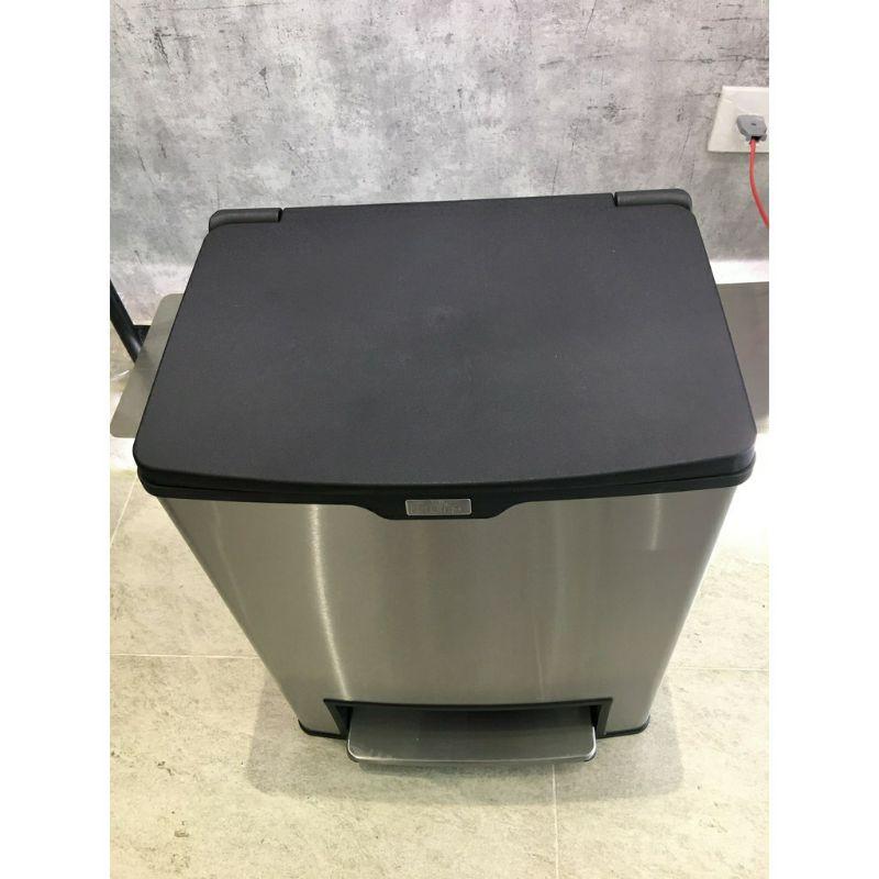 Thùng rác Inox Mega 24l ( 2 ngăn) vuông đạp chân