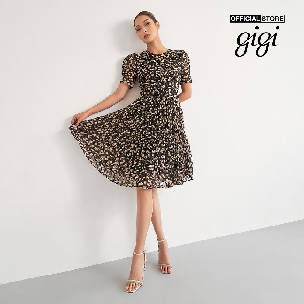 GIGI - Đầm mini hoa tay ngắn cổ tròn xinh xắn G2101D221183