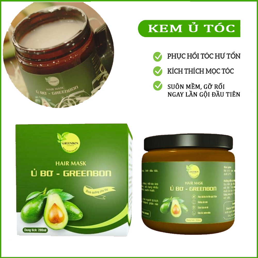 Kem ủ phục hồi tóc tinh chất bơ - HAIR MASK Ủ BƠ GREENBON