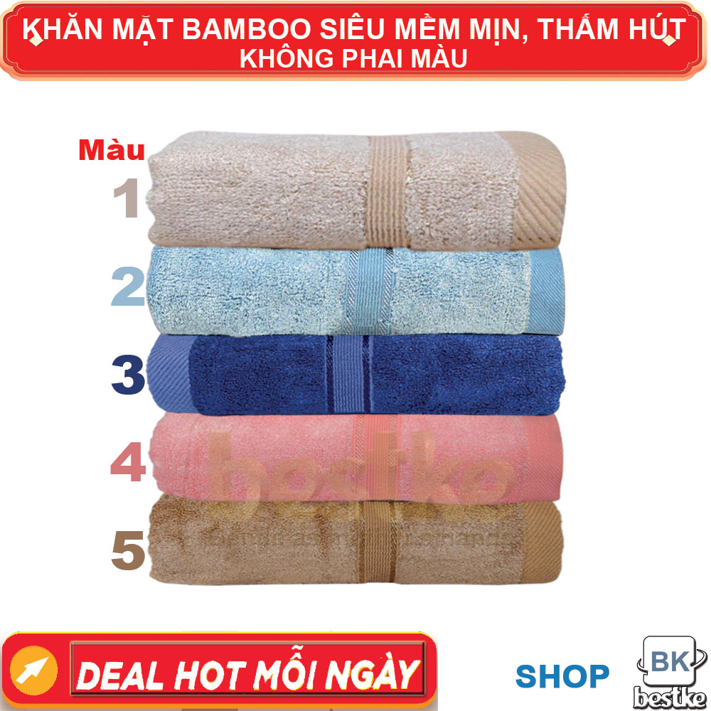 Combo 10 Khăn Mặt Sợi Tre bestke siêu mềm mịn thấm hút và không phai màu, dark blue size 30*50cm = 70g/cái, Bamboo Towels