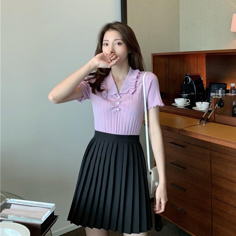 Áo nữ dệt kim cổ chữ V đính hạt ngọt ngào