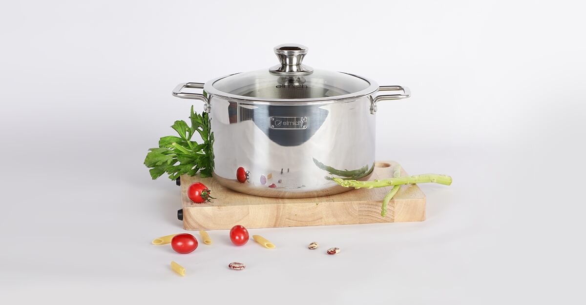 Nồi Inox 3 lớp đáy liền Elmich Trimax classic 2405OL 16cm, 2408OL 24cm, Hàng chính hãng, dùng được mọi loại bếp -JoyMall