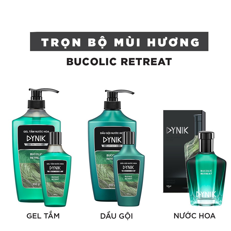 Gel tắm hương nước hoa nam Dynik Bucolic Retreat hương cỏ thanh khiết 650g