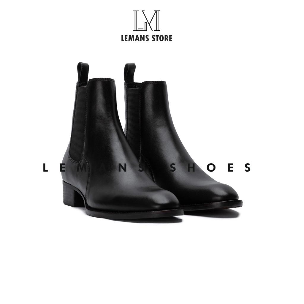 Giày da nhập khẩu Chelsea Boots LeMans CB04 mũi nhọn, tăng cao 5cm, bảo hành 24 tháng