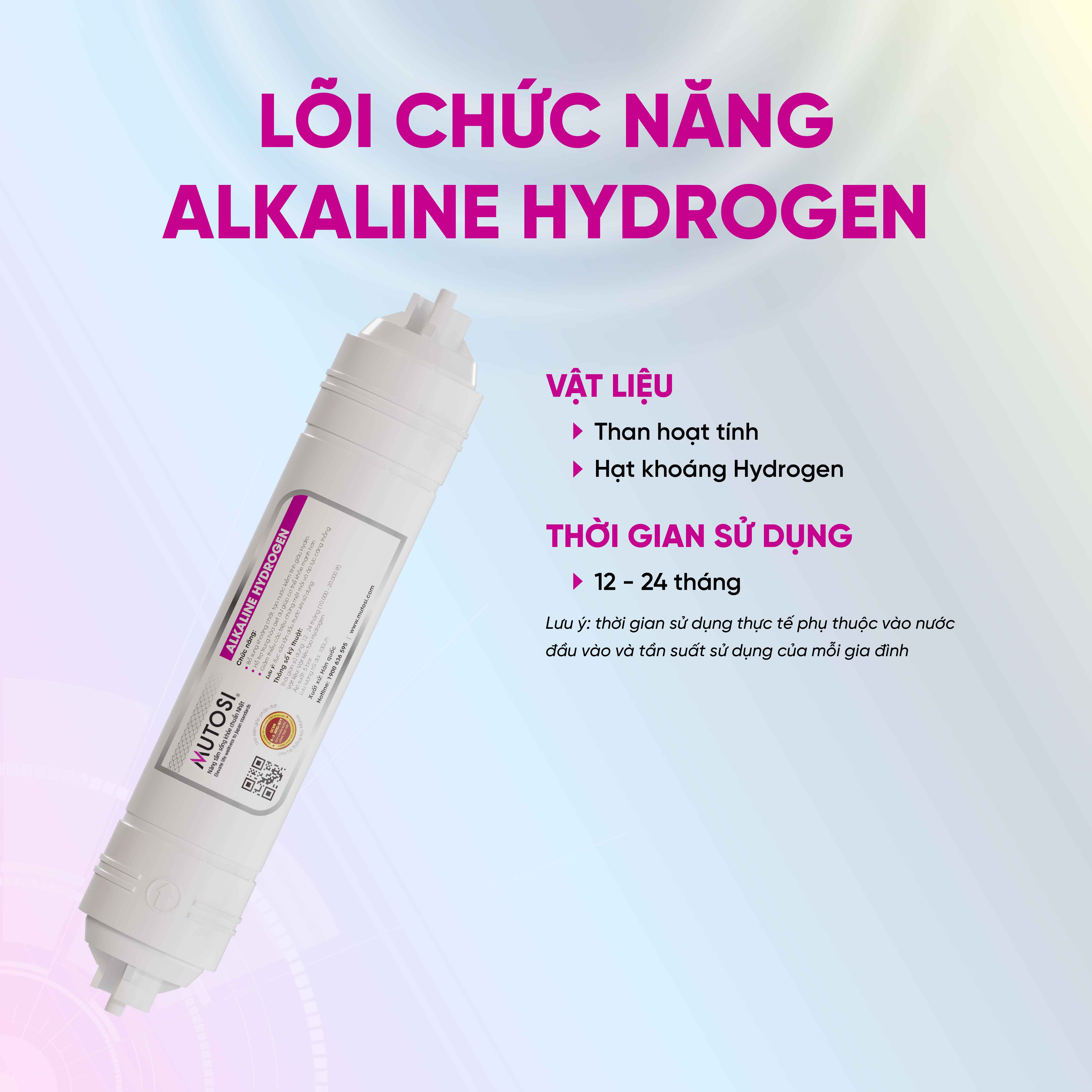 Lõi lọc nước - Hàng chính hãng Mutosi Số 8/9 - Lõi đúc - Alkaline Hydrogen