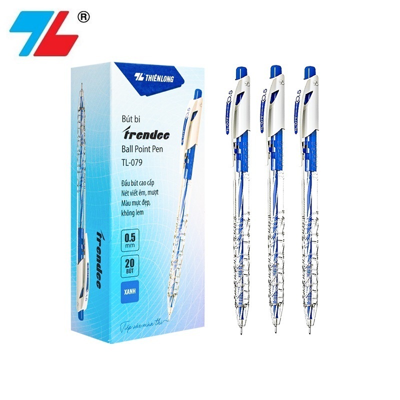 [Hàng chính hãng] Hộp 20 cây bút bi Trendee Thiên Long TL-079 / TL079 có ruột BPR-015 ngòi 0.5mm