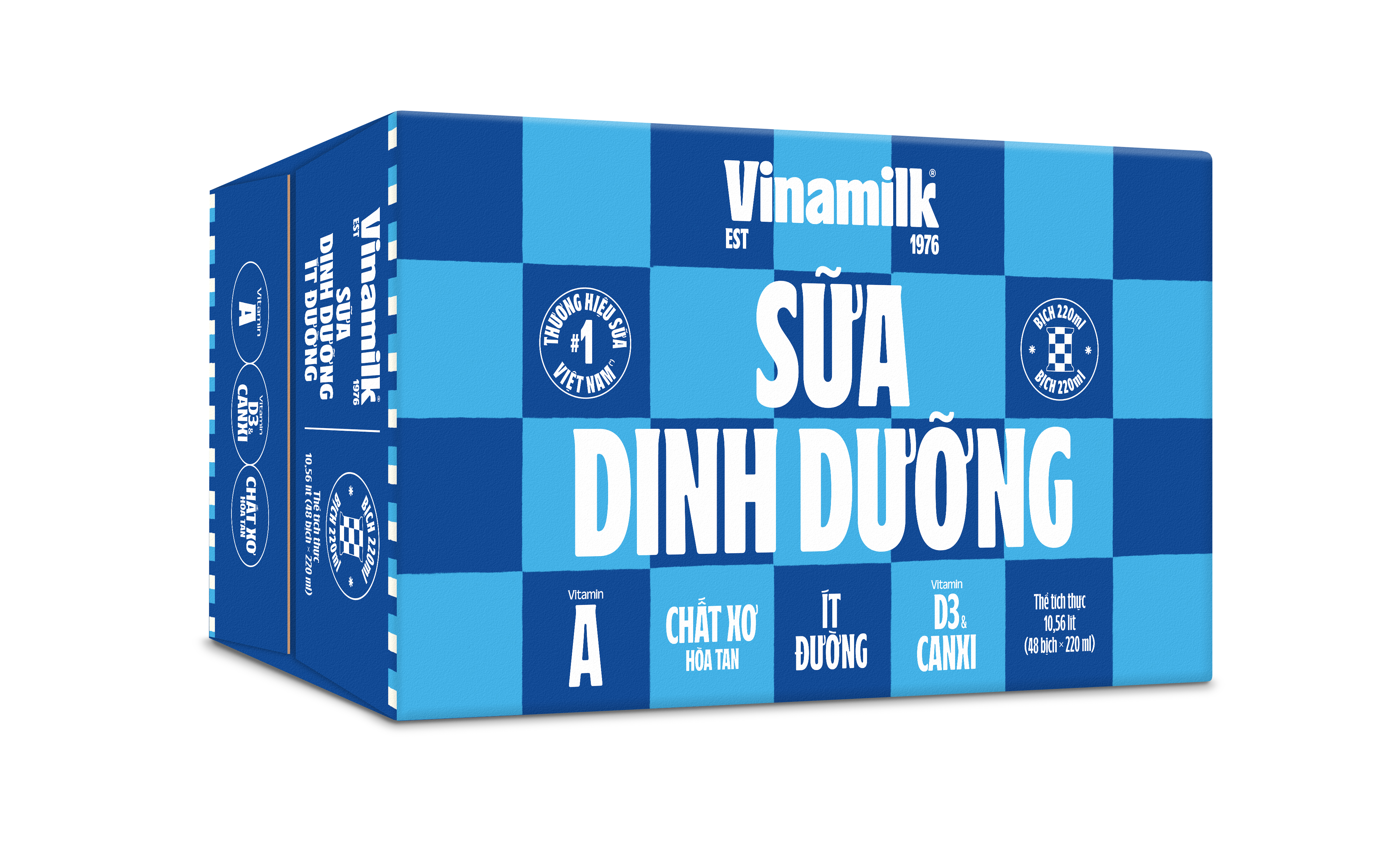 Thùng 48 Bịch Sữa Dinh Dưỡng Vinamilk Ít Đường (220ml / Bịch)