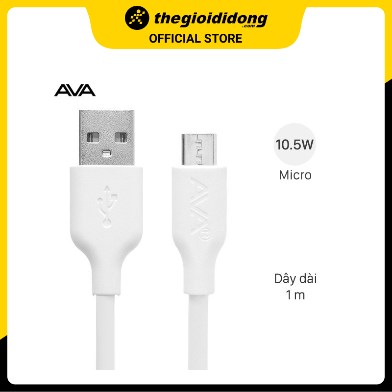 Cáp Micro 1m AVA DR-M01 Trắng - Hàng chính hãng