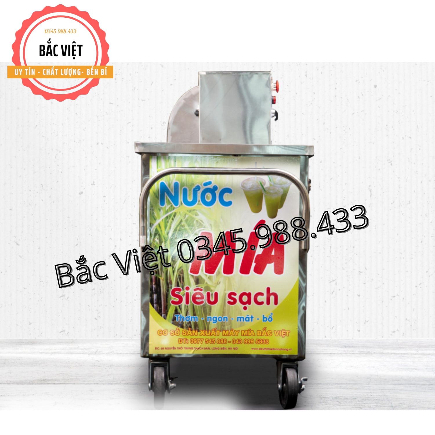 Máy ép nước mía siêu sạch bàn dài 2 cây motor mới Đài Loan , 3 rulo nhám kim cương inox