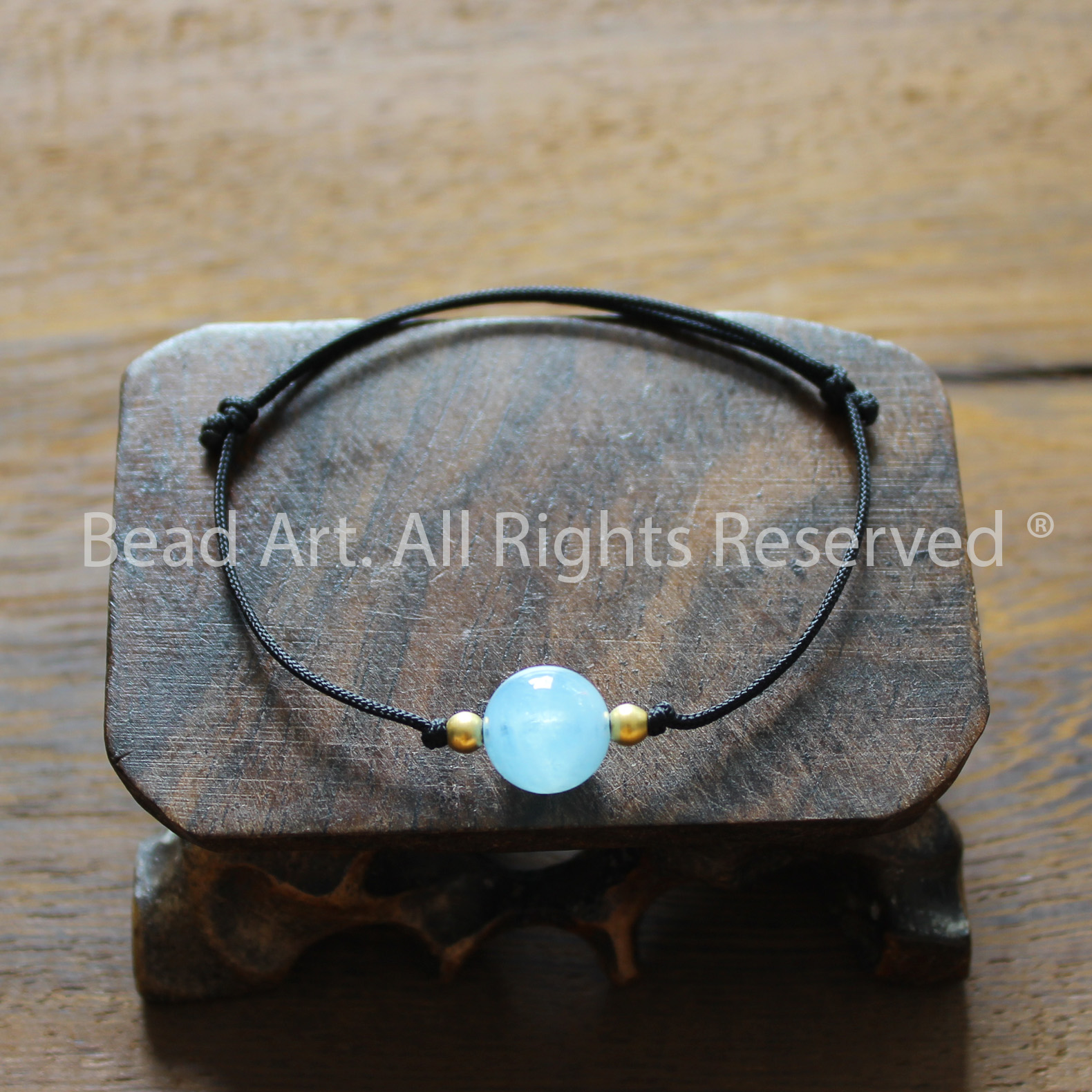 Vòng Tay Đá Aquamarine Hải Lam Ngọc 8MM Xanh Biển Tự Nhiên, Loại AA, Vòng Tay Phong Thuỷ, Chuỗi Hạt, Mệnh Thuỷ, Mộc - Bead Art