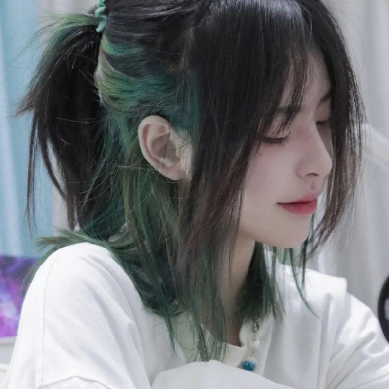 Wig/Tóc giả nguyên đầu cá tính nhuộm 2 lớp xanh đen hot trend - teen/lolita/cosplay BHT095