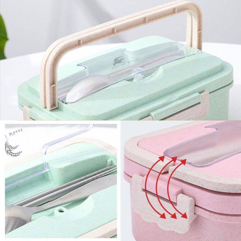 HỘP CƠM 2 TẦNG 3 NGĂN LÚA MẠCH KÈM MUỖNG ĐŨA CÓ GIÁ ĐỠ ĐIỆN THOẠI SỬ DỤNG ĐƯỢC TRONG LÒ VI SÓNG