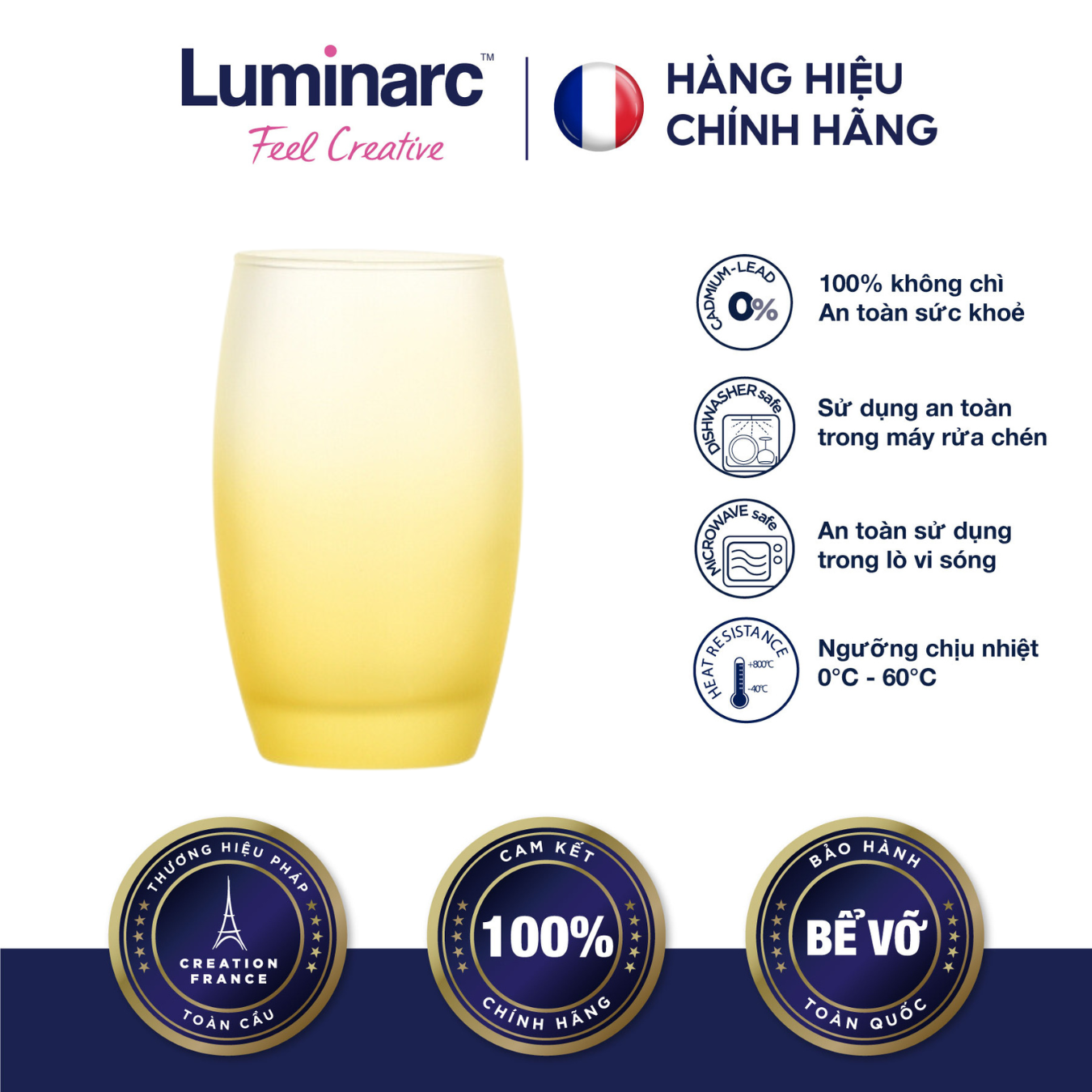 Bộ 2 Ly Thuỷ Tinh Cao Luminarc Salto Frost Yellow 350ml - LUSAQ3174