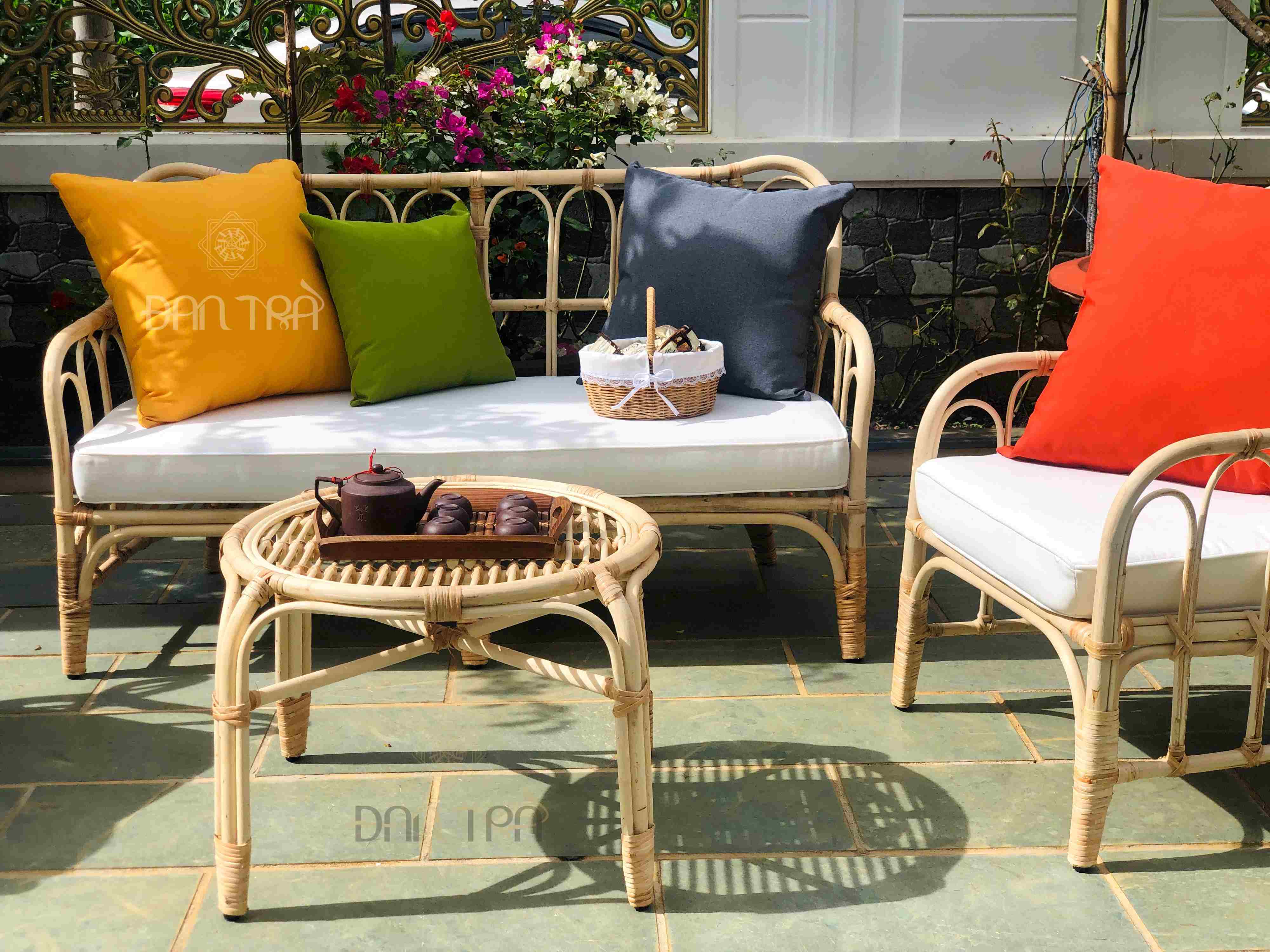 Bộ Bàn Ghế Mây Alizabeth Đan Trà- Bộ Bàn Ghế Mây Thư Giãn Gía Rẻ- Bộ Bàn Ghế Mây Thư Giãn Decor Phòng Khách, Mây Tre Đan Trà