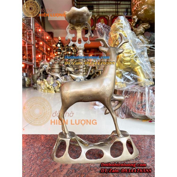 Đôi Chân Nến Hươu Bằng Đồng Nguyên Chất Màu Nâu Và Màu Vàng Các Cỡ - Đồ Thờ Hiên Lượng