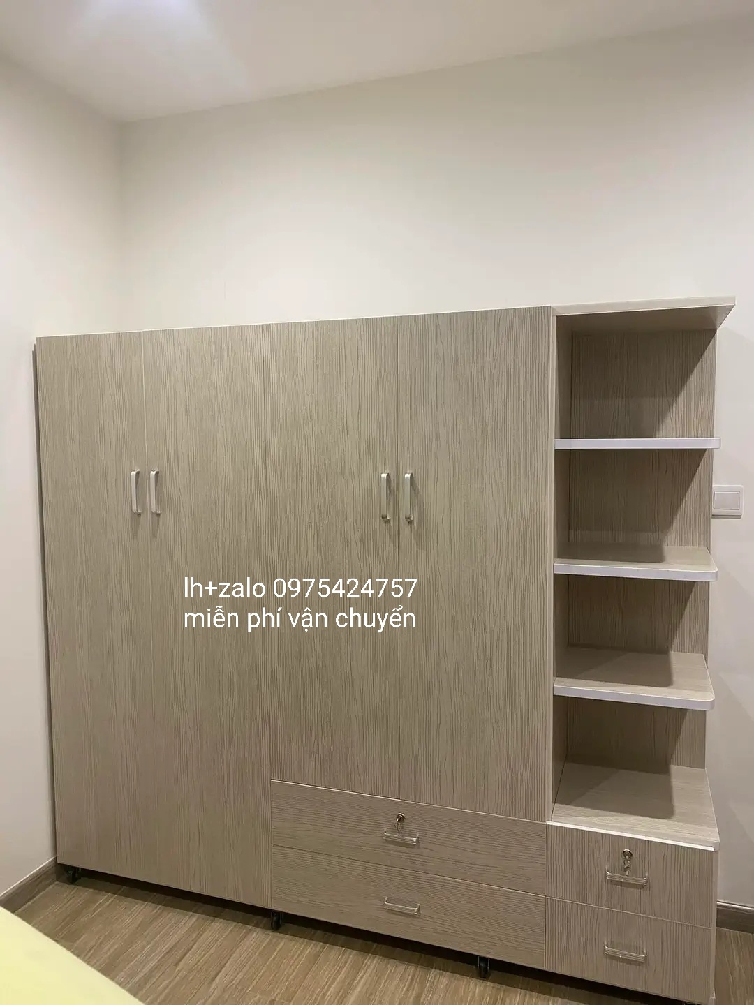 Tủ nhựa đài loan 4 cánh 1 kệ