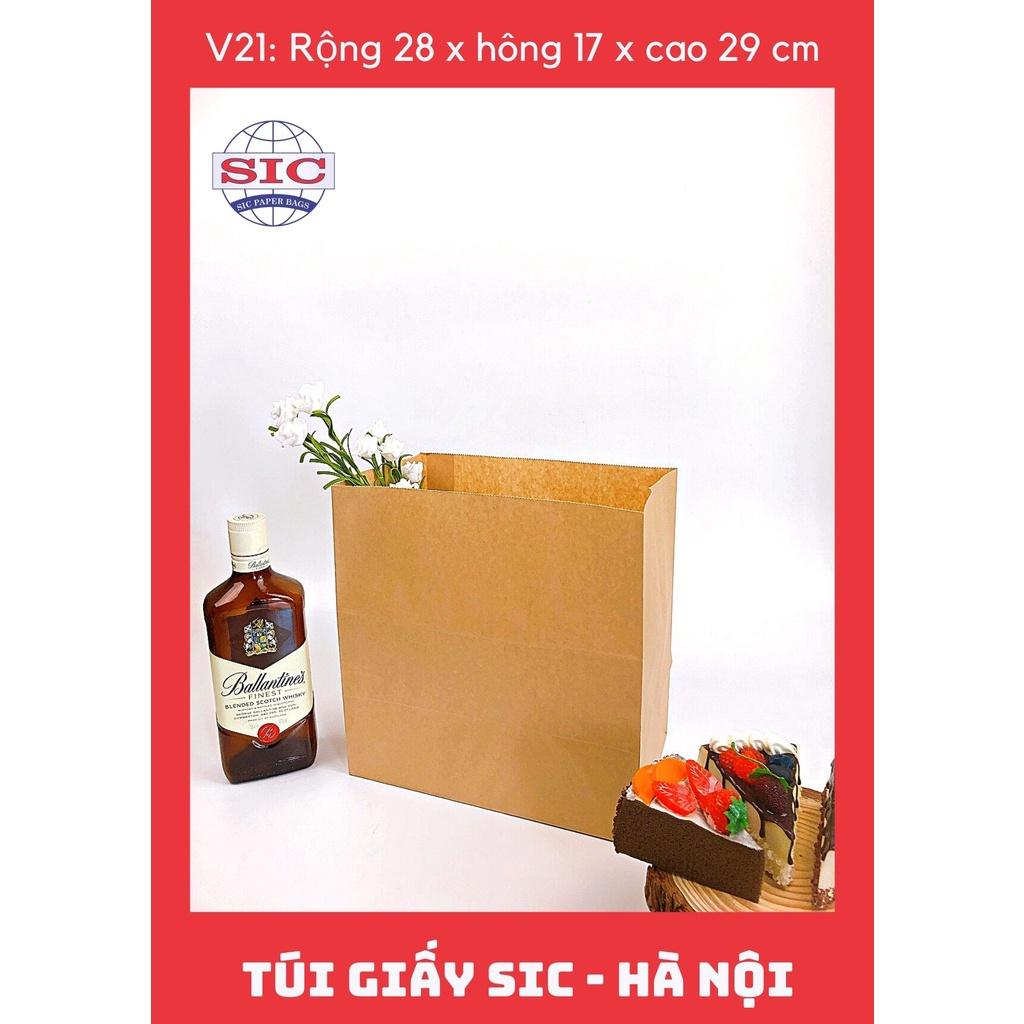 100 CHIẾC TÚI GIẤY KRAFT: V21: 28x17x29cm KHÔNG QUAI ĐỰNG ĐỒ ĂN, BÁNH, TRANG SỨC, CHÈ, CAFE