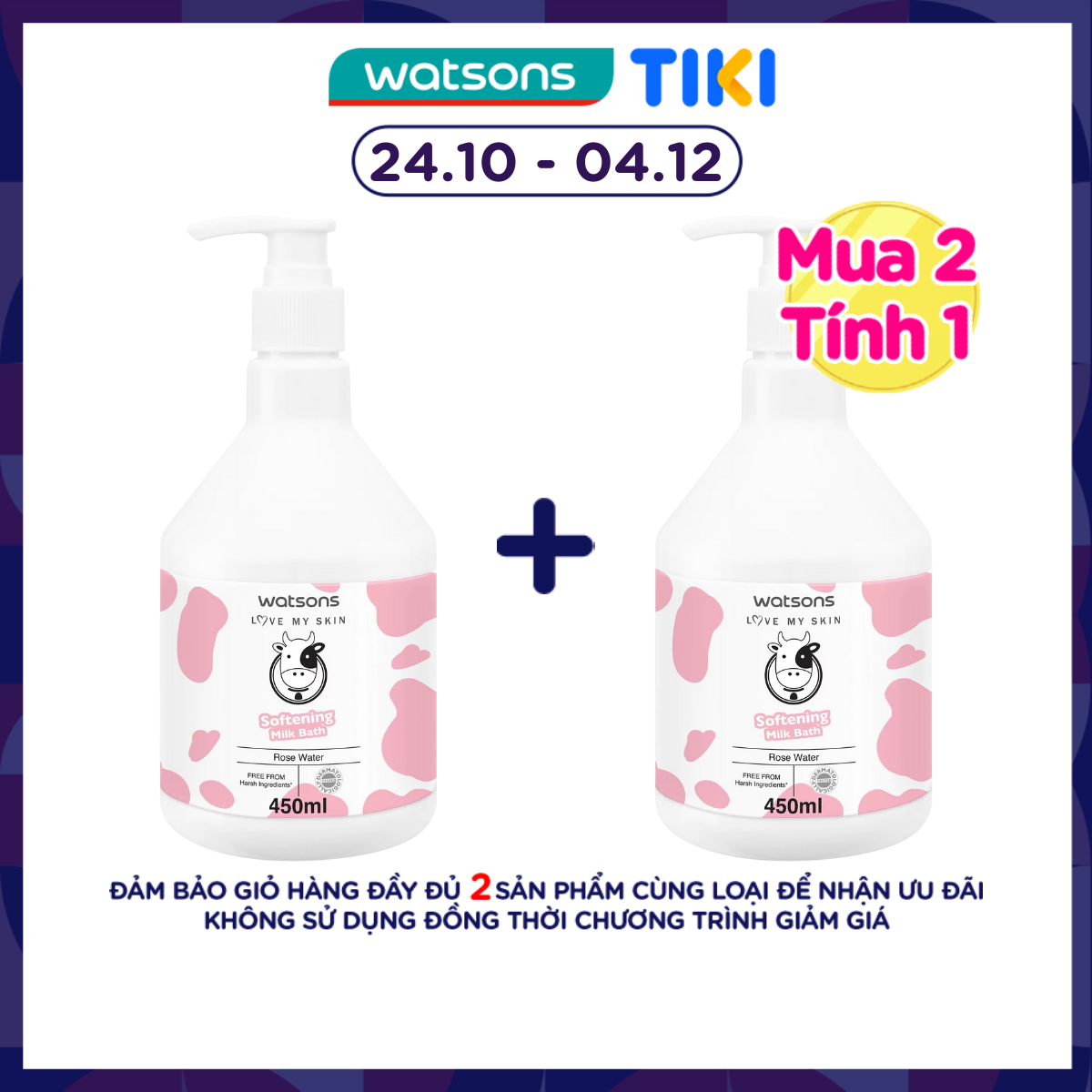 Sữa Tắm Watsons Mềm Mượt Da Love My Skin Softening Milk Bath 450ml