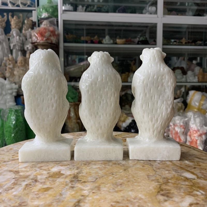 Bộ Tượng Tam Không Đá Cẩm Thạch Trắng - cao 15cm