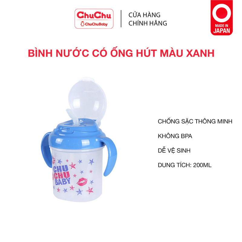 Bình Uống Nước Có Ống Hút Bé Trai ChuChu Baby - Xanh