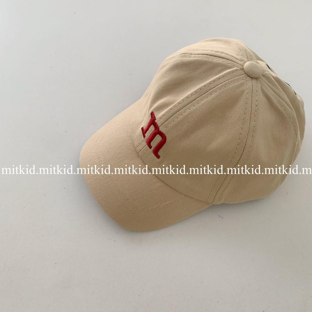 MŨ CHO BÉCÓ SẴN, FREESHIPMũ thêu chữ kaki BASIC cho bé
