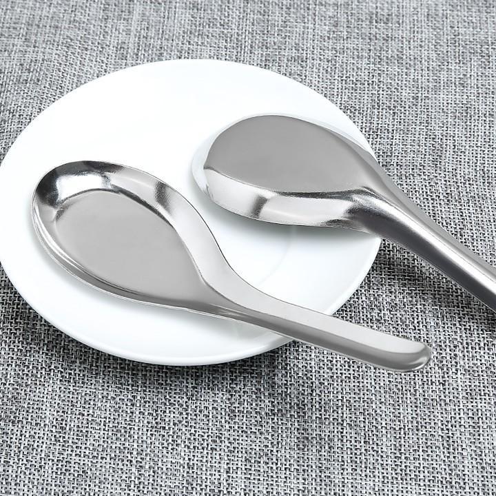 COMBO 2 Thìa ăn cơm Thìa ăn phở Thìa ăn súp inox cao cấp Chi An - Màu trắng bạc 15.5 cm