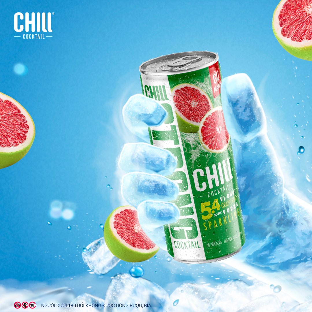 Thùng 12 lon Chill Cocktail mix 10 vị (330ml/lon)