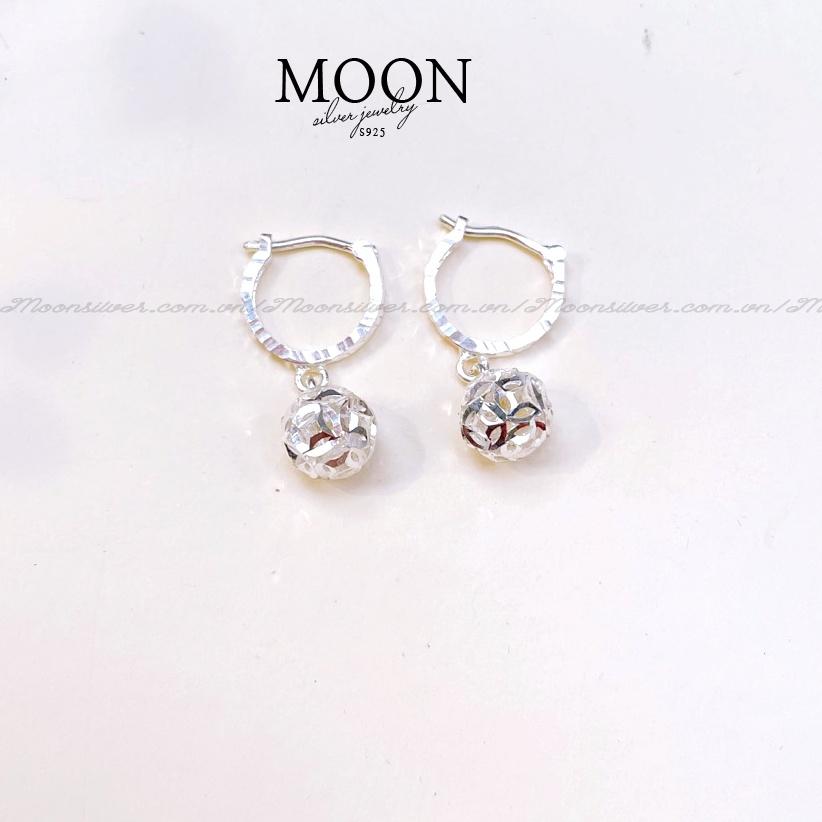 Khuyên tai bạc trẻ em Moonsilver hình quả cầu pha lê cho bé gái chuẩn bạc ta cao cấp