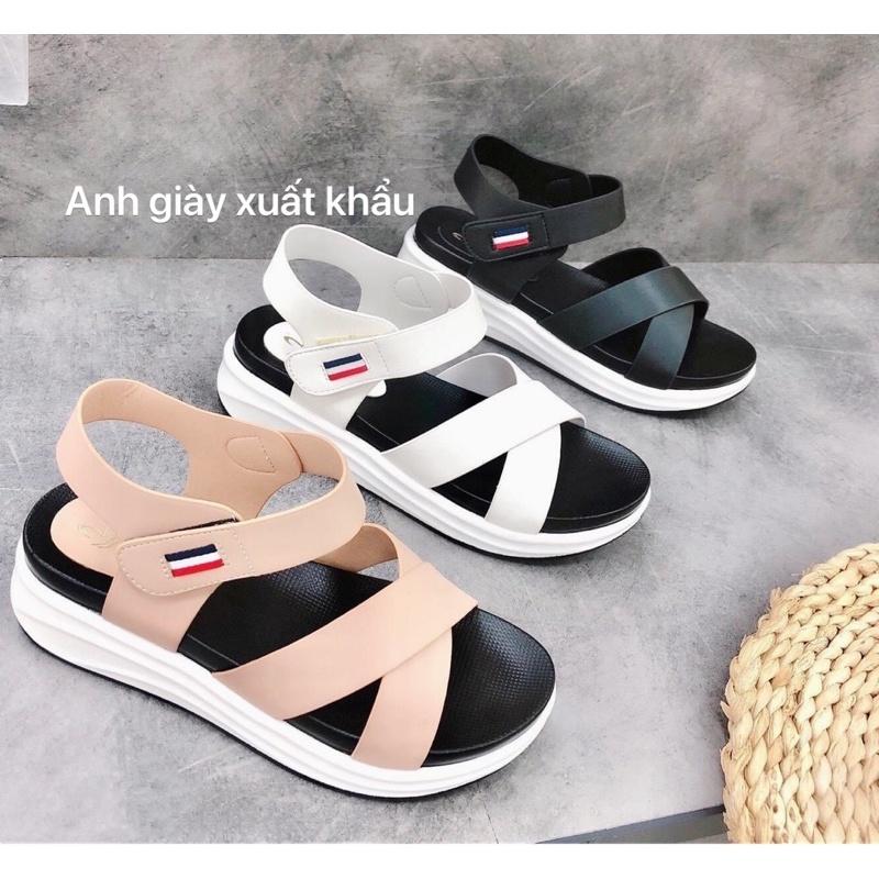 SD20 - Sandal xuồng bằng 5p quai cheo da lì mềm đế kháng nước siêu bền Việt Nam xuất khẩu