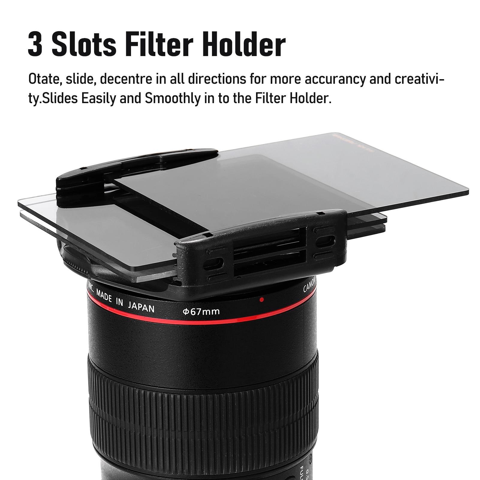 Square Neutral Density Filter Kit ND2+4+8+16 Filter Set with Ring-Adapter and Filter Holder Camera Photography Accessory