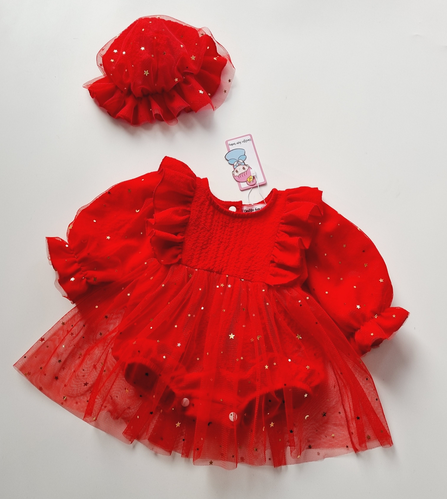 Body Váy Đỏ Nhũ Bé Gái 3 - 12kg Chất Cotton Xốp Hạt Phối Lưới Nhũ Mềm [B032
