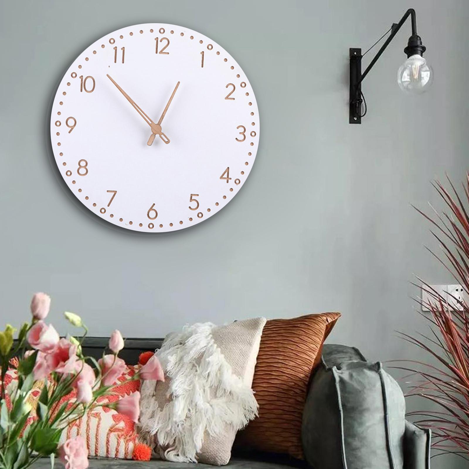 12 Inch Wall Clock, Round Nordic Wall Clock, Non Ticking, Battery Operated, Home Decor for Living Room Bedroom Office