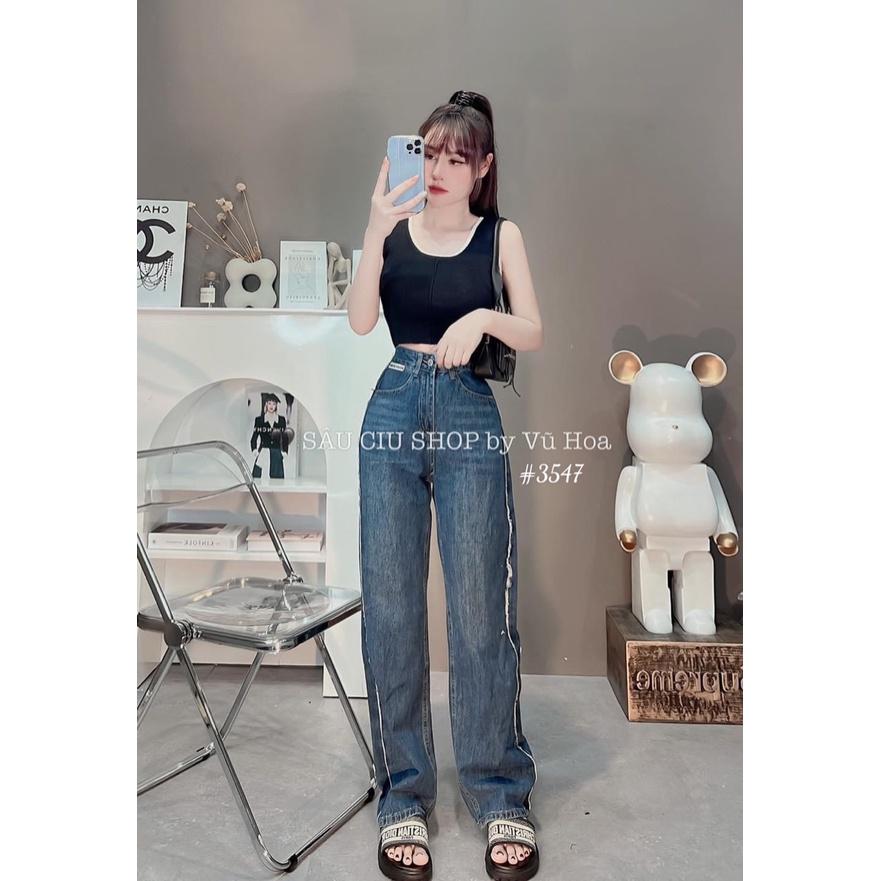 Quần baggy Jean nữ lưng cao ống suông mẫu mới