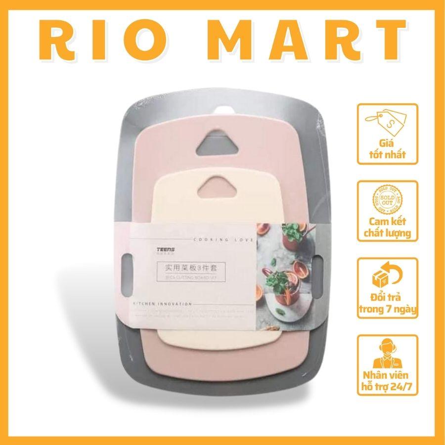 Thớt Nhựa Kháng Khuẩn Set 3 Món Dày Dặn Màu Pastel Siêu Xinh - Hàng Loại 1 - R14 RIOMART