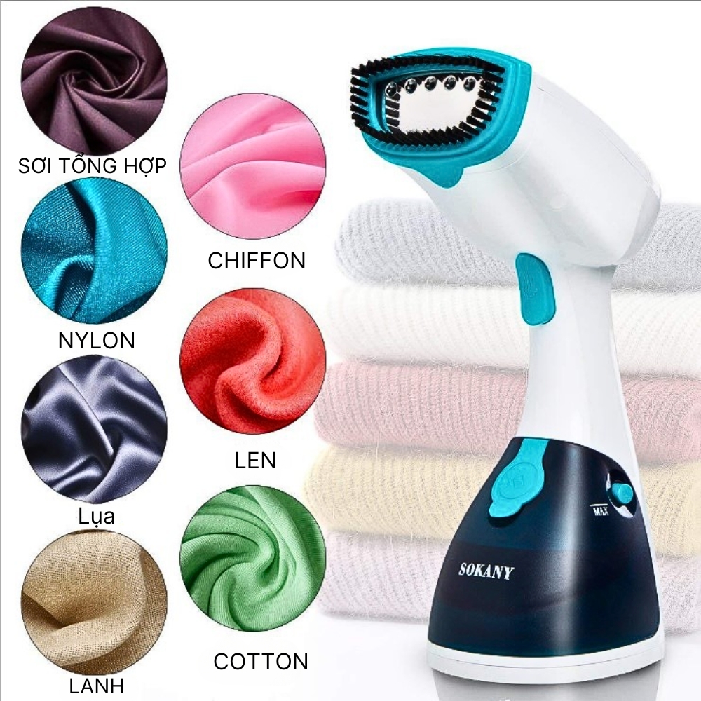 Bàn Là Hơi Nước Cầm Tay SOKANY 1200W đứng AJ-2205, Là Phẳng, Khử Mùi, Diệt Vi Khuẩn, Là Được Mọi Chất Vải - HÀNG CHÍNH HÃNG - DELIYA