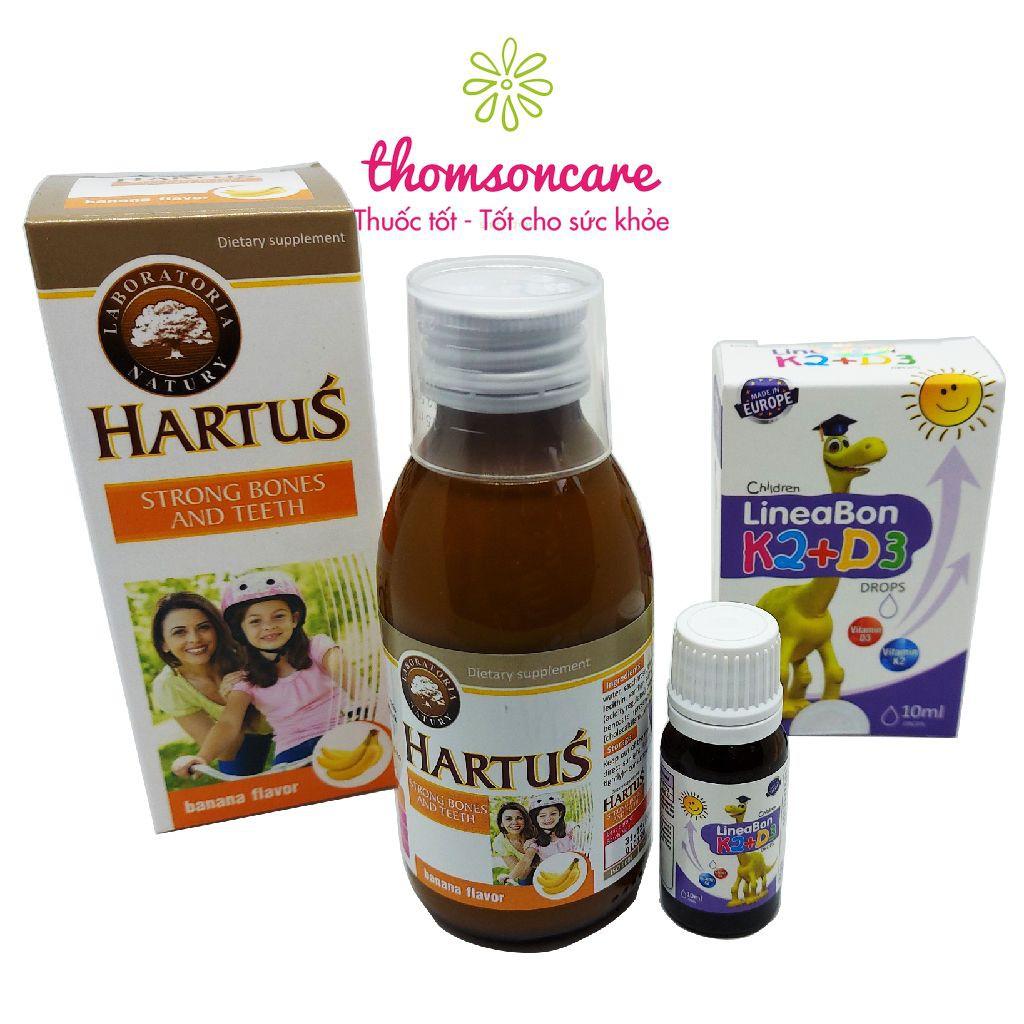 Canxi Hartus và Lineabon - Bộ đôi bổ sung calci, vitamin D3 K2  cho bé từ sơ sinh - Nhập khẩu từ Châu Âu 