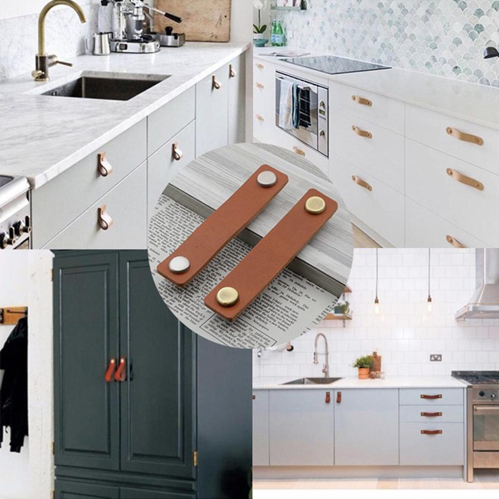 4 Set Cabinet Door Handle Soft Leather Door Handles For Cupboard Furniture