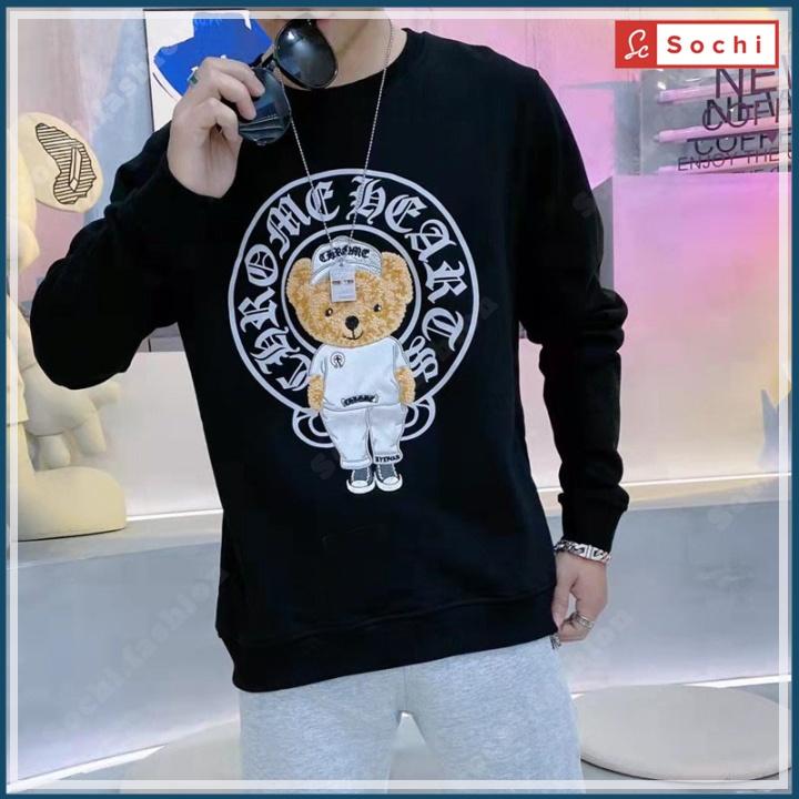 Áo thu đông nam tay dài, áo sweater nam Sochi chất nỉ mềm mịn in Gấu CH mã SW.816